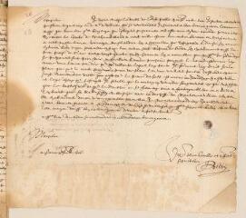 2 vues  - Lettre de J. Billy à Monsieur de Chasteauneuf, conseiller et sergent major de la ville de Genève.- Paris, 21 juillet 1606 (ouvre la visionneuse)