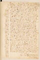 4 vues François Bouchard, seigneur d'Aubeterre. Lettre autographe signée à Jean Calvin.- Neuchâtel, 28 septembre