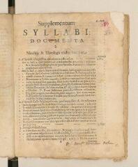 4 vues  - [Dury, John]. Imprimé intitulé \'Supplementum syllabi documenta à ministris et theologis tradita haec sunt\'.- [après 1656] (ouvre la visionneuse)