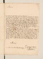 4 vues  - Merlat, Elie. Lettre autographe signée avec cachet à Jacques Ingrand.- Lausanne, 17 septembre 1699 (ouvre la visionneuse)