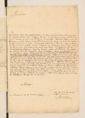 4 vues  - Lettre autographe signée d\'Elie Merlat à Jacques Ingrand.- Lausanne, 27 octobre 1689 (ouvre la visionneuse)