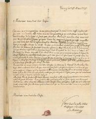 2 vues  - Le Maire, D[aniel]. Lettre signée \'Le Maire [m?]\' avec cachet à son cousin Louis [II] Tronchin.- Vevey, 24 mars 1747 (ouvre la visionneuse)