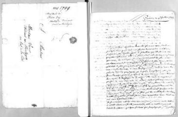 4 vues  - Archimbaud, J[ean]-J[acques] (stud. théol.). 2 lettres autographes signées à Jacob Vernes. - Genève, 4 et 9 juillet 1749 (ouvre la visionneuse)